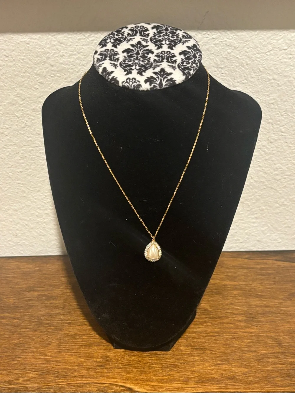 kate spade Gold Teardrop Pendant Necklace with Pearl Accent